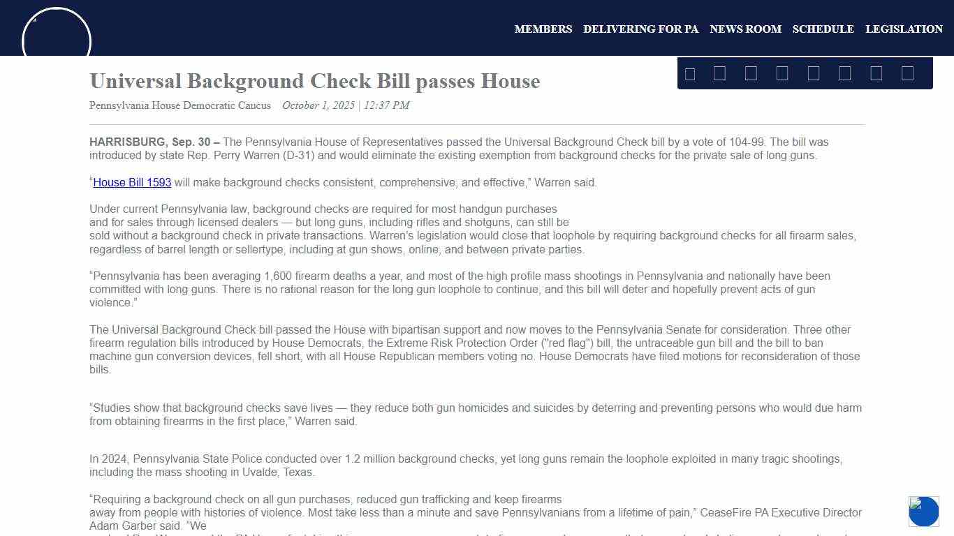 Universal Background Check Bill passes House