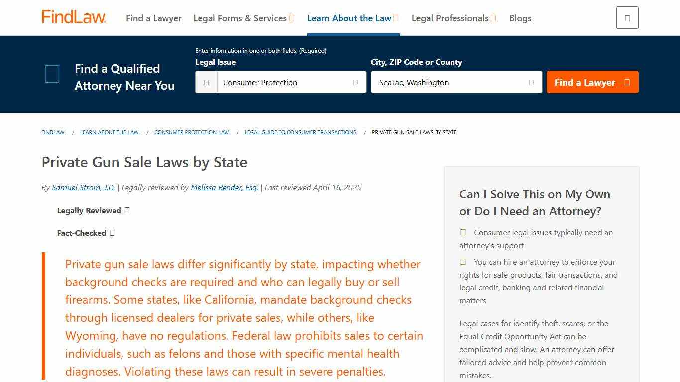 Private Gun Sale Laws by State - FindLaw